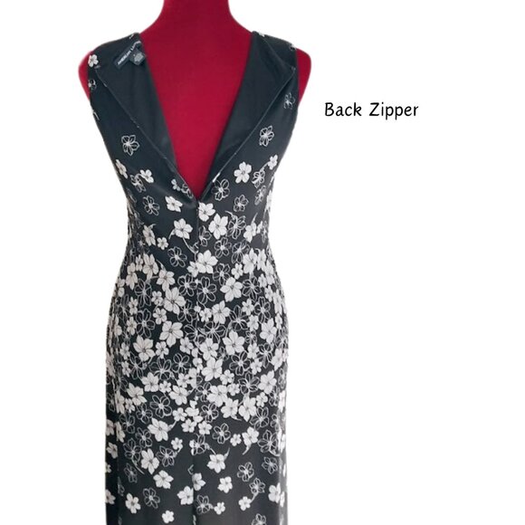 Ralph Lauren's American Living Women Fit & Flare Black/White Floral Midi Dress 6 - Picture 5 of 12